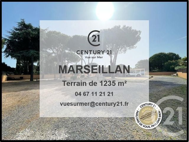 terrain à vendre - 1235.0 m2 - MARSEILLAN - 34 - LANGUEDOC-ROUSSILLON - Century 21 Vue Sur Mer